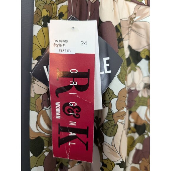 NWT R&K Original Earth Tone Cotton Blend Floral Print Pull On Cropped Pants - 24 - Picture 4 of 11